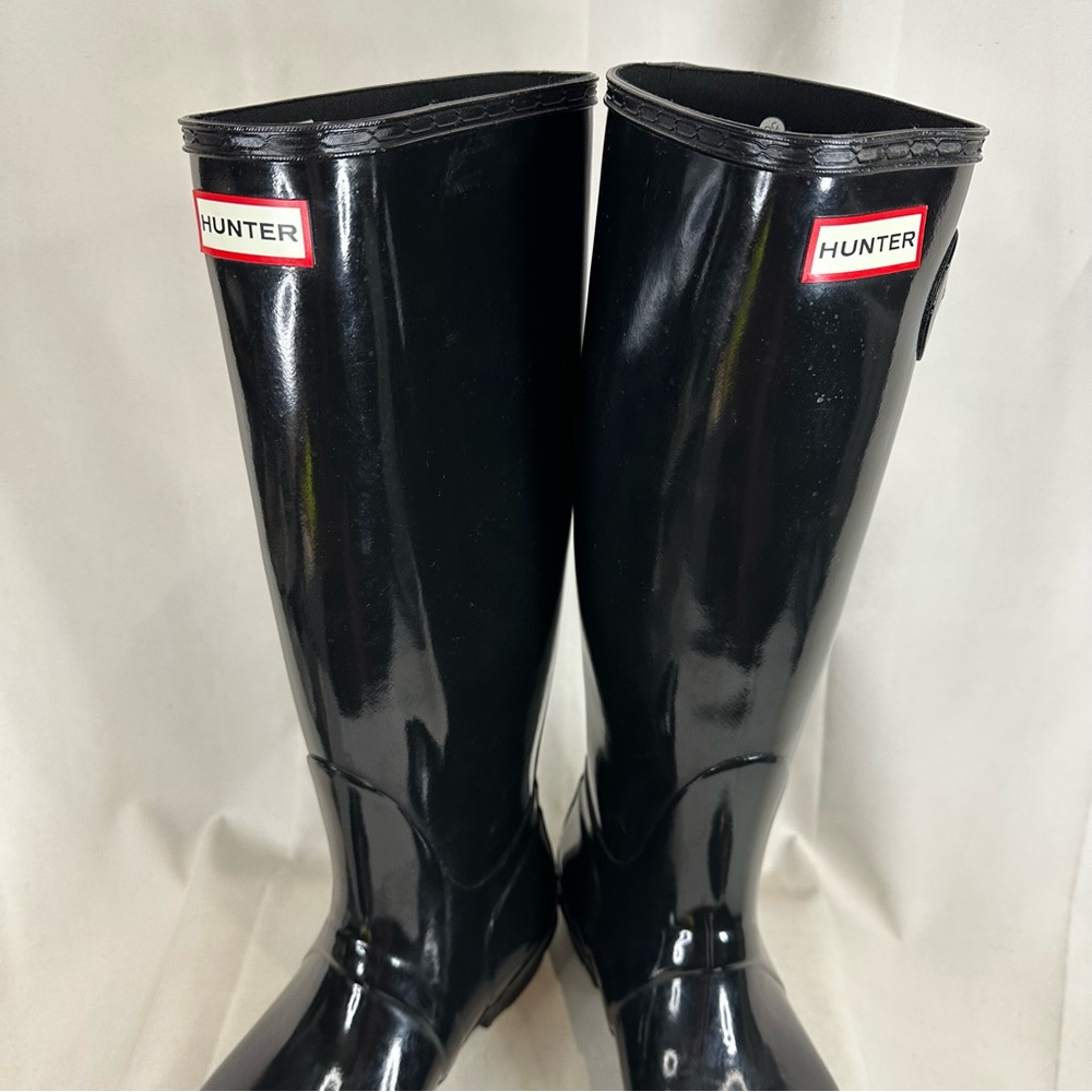 HUNTER Women’s Size 9 Boots Original Tall Waterproof Black Rain Buckle Black - Picture 12 of 16